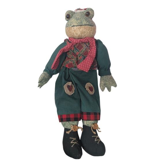 Christmas Holiday Decor Set of 2 Shelf Sitting Frogs - Picture 3 of 6